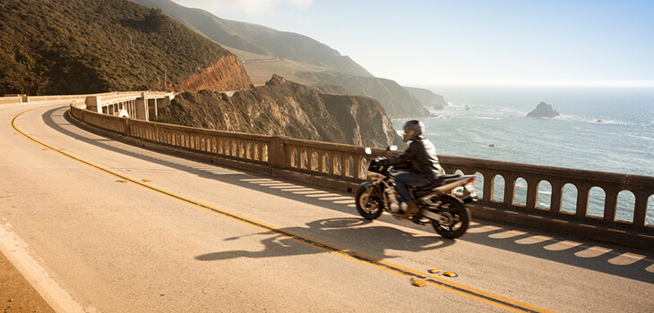 Motorcycle on coastal highway
